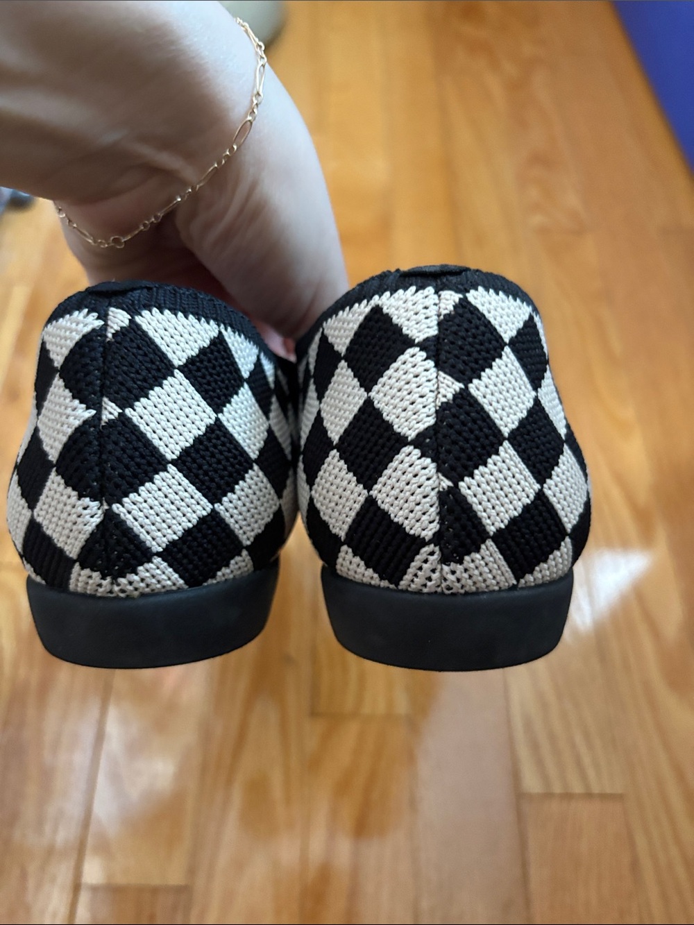 Vivaia Aria 5 point-toe ballet flats black white checker size 39 US 8 - Picture 9 of 9